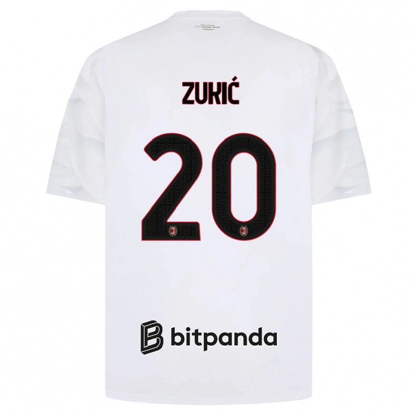 Danxen Barn Damir Zukic #20 Hvit Rød Svart Bortetrøye Drakt Trøye 2026/27 Skjorter T-Skjorte