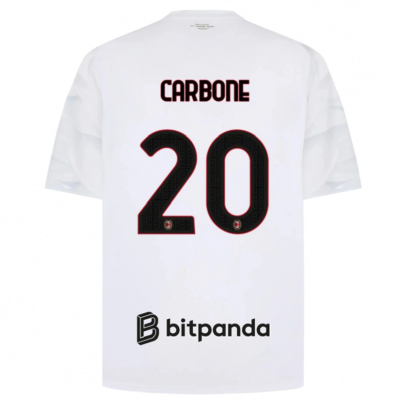 Danxen Barn Emanuele Carbone #20 Hvit Rød Svart Bortetrøye Drakt Trøye 2026/27 Skjorter T-Skjorte