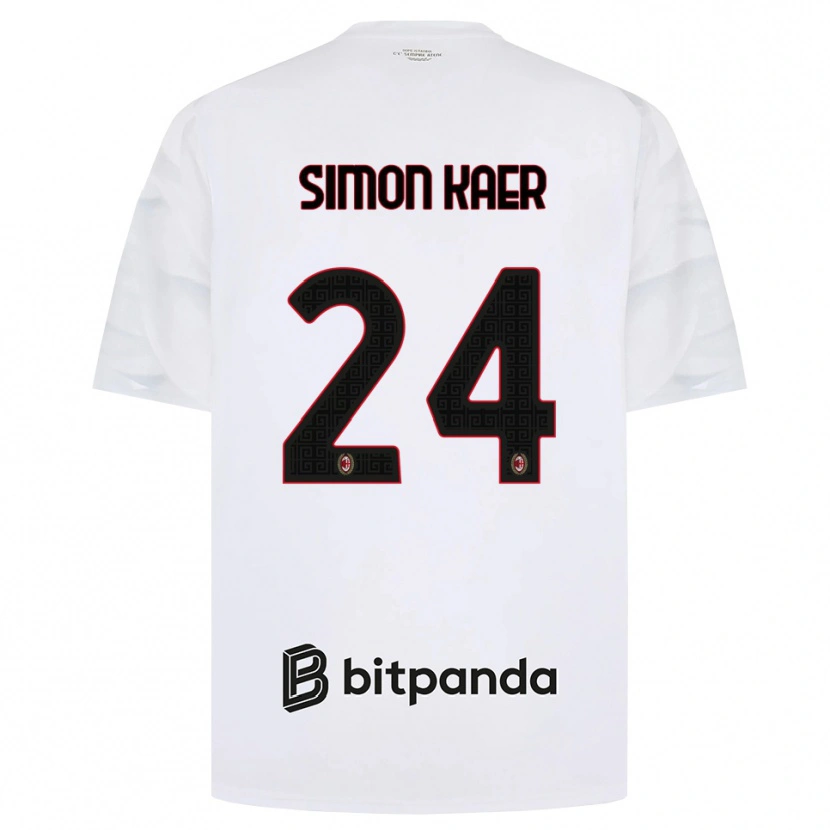 Danxen Barn Simon Kaer #24 Hvit Rød Svart Bortetrøye Drakt Trøye 2026/27 Skjorter T-Skjorte