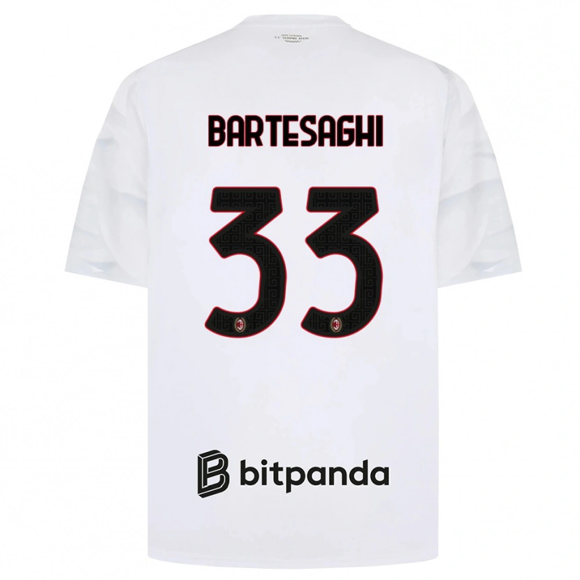 Danxen Barn Davide Bartesaghi #33 Hvit Rød Svart Bortetrøye Drakt Trøye 2026/27 Skjorter T-Skjorte