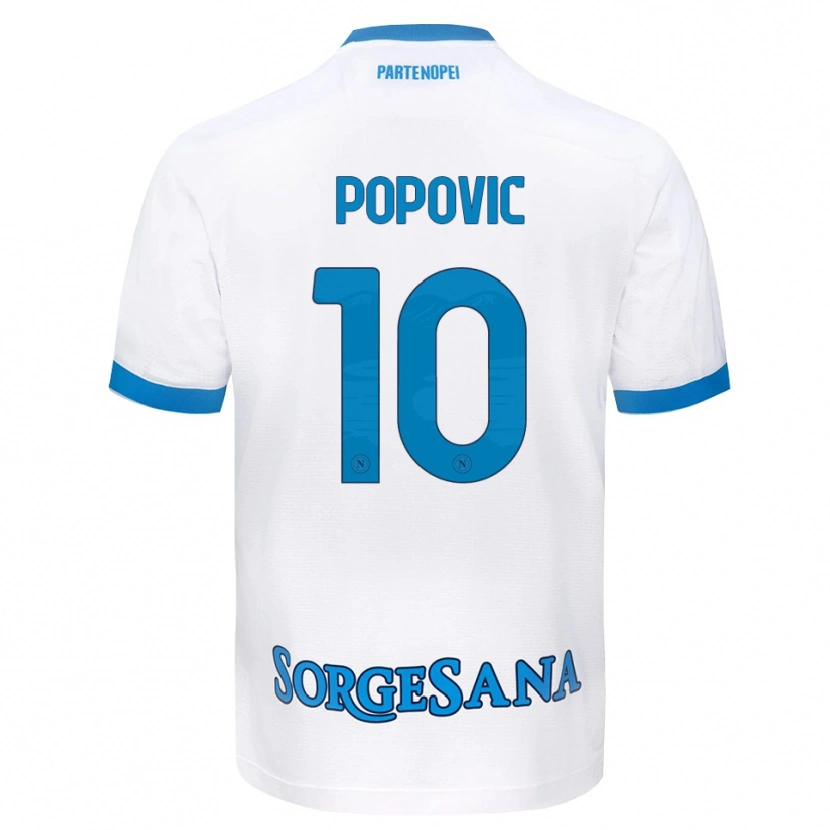Danxen Barn Matija Popovic #10 Hvit Himmelblå Bortetrøye Drakt Trøye 2026/27 Skjorter T-Skjorte