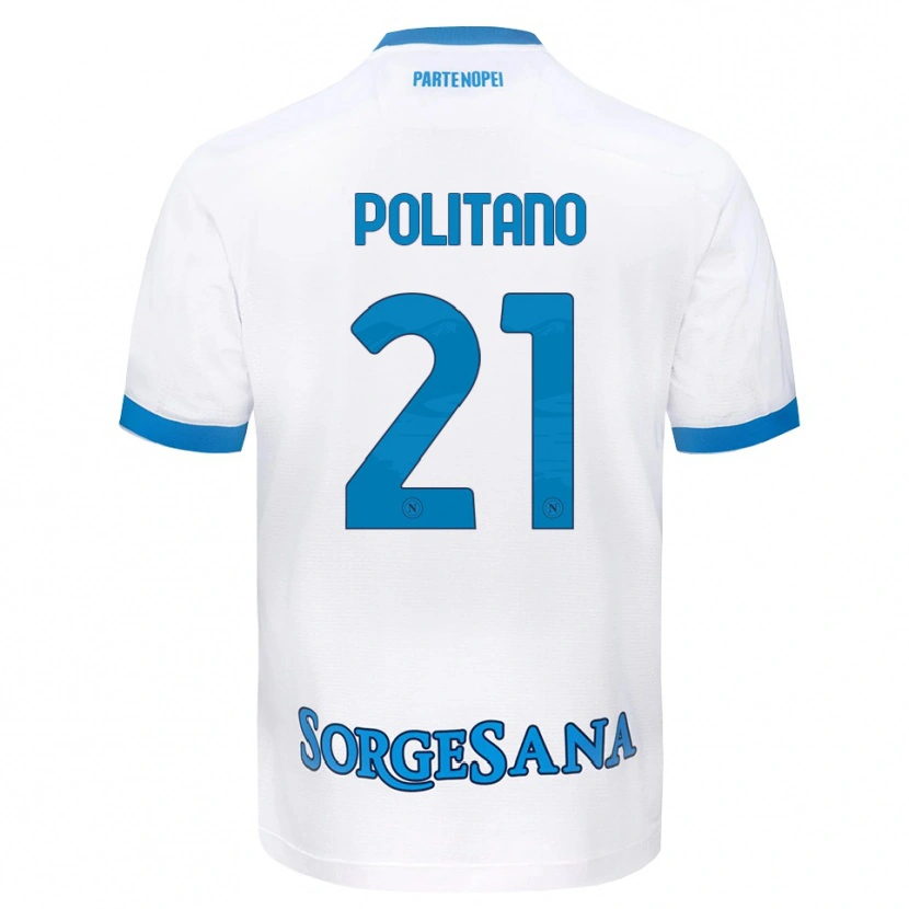 Danxen Barn Matteo Politano #21 Hvit Himmelblå Bortetrøye Drakt Trøye 2026/27 Skjorter T-Skjorte