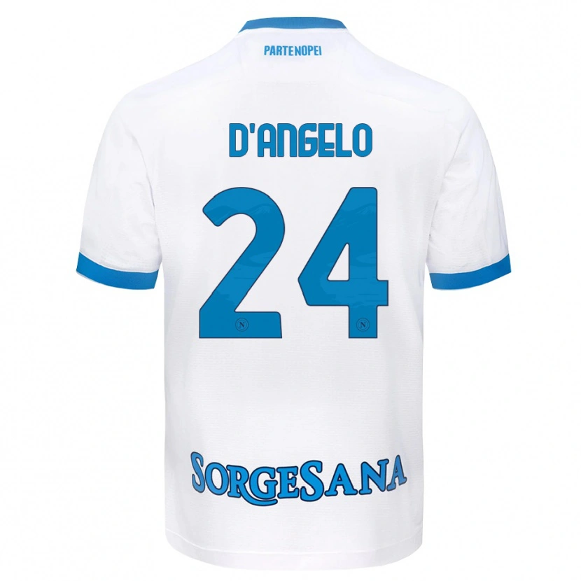 Danxen Barn Alessia D'angelo #24 Hvit Himmelblå Bortetrøye Drakt Trøye 2026/27 Skjorter T-Skjorte