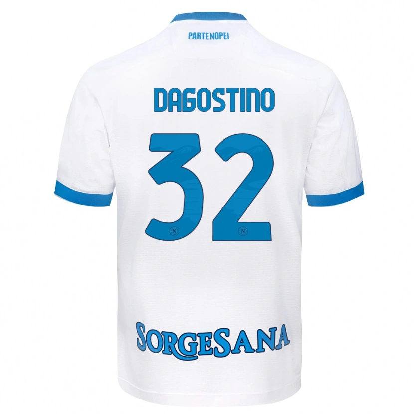 Danxen Barn Giuseppe Dagostino #32 Hvit Himmelblå Bortetrøye Drakt Trøye 2026/27 Skjorter T-Skjorte