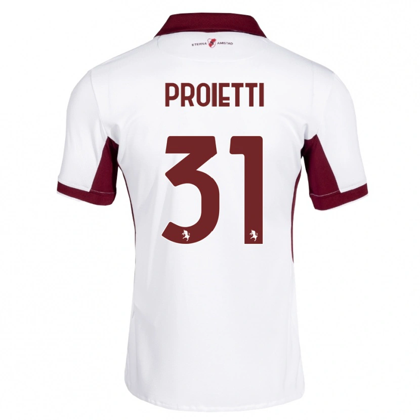 Danxen Barn Riccardo Proietti #31 Burgunder Hvit Rød Bortetrøye Drakt Trøye 2026/27 Skjorter T-Skjorte