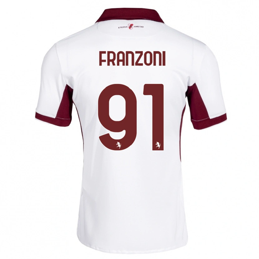 Danxen Barn Nicolò Franzoni #91 Burgunder Hvit Rød Bortetrøye Drakt Trøye 2026/27 Skjorter T-Skjorte