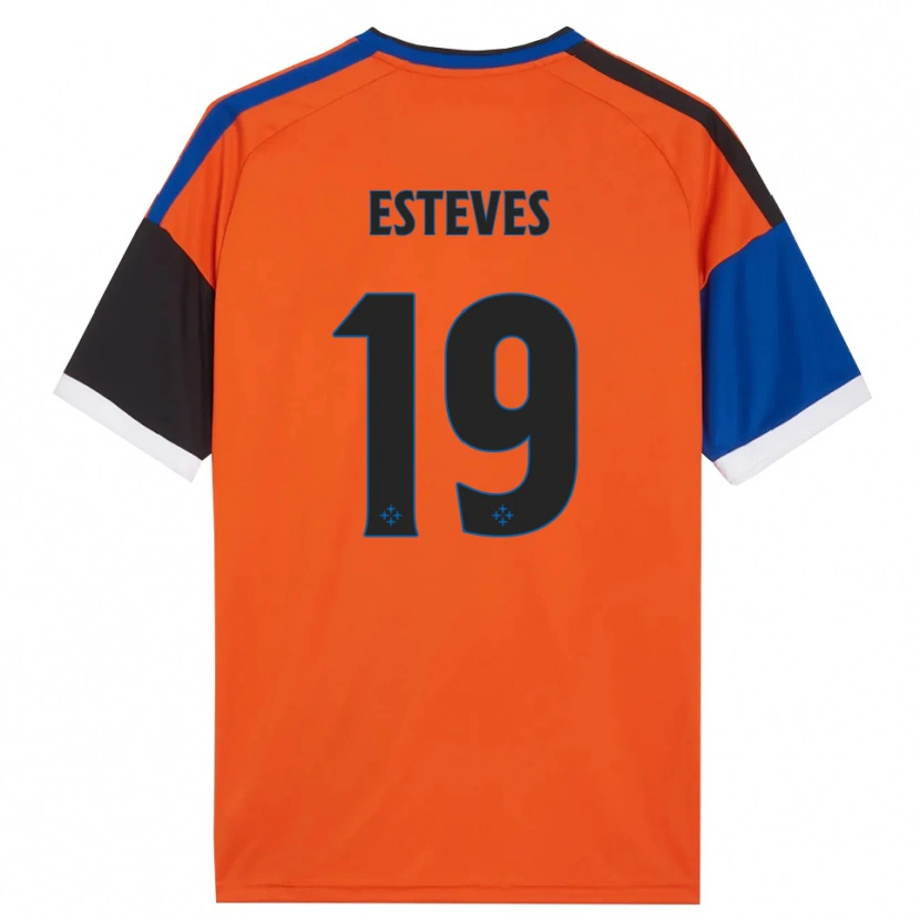 Danxen Barn Tomás Esteves #19 Oransje Blå Svart Hvit Bortetrøye Drakt Trøye 2026/27 Skjorter T-Skjorte