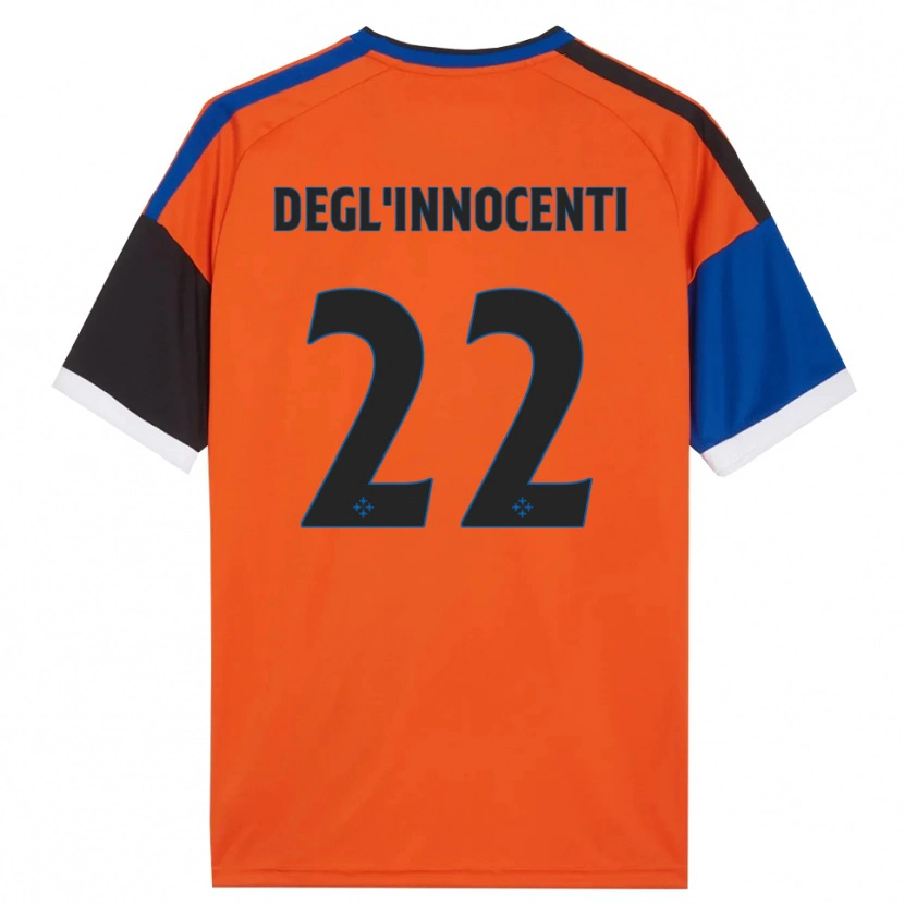 Danxen Barn Luca Degl'innocenti #22 Oransje Blå Svart Hvit Bortetrøye Drakt Trøye 2026/27 Skjorter T-Skjorte