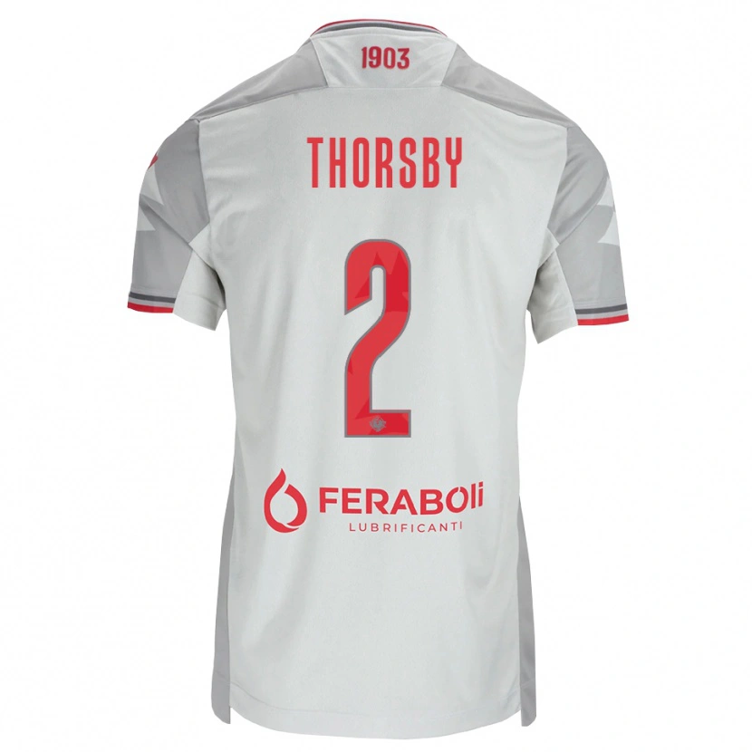 Danxen Barn Morten Thorsby #2 Grå Hvit Rød Bortetrøye Drakt Trøye 2026/27 Skjorter T-Skjorte