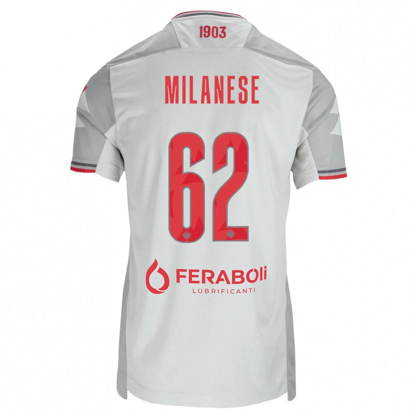 Danxen Barn Tommaso Milanese #62 Grå Hvit Rød Bortetrøye Drakt Trøye 2026/27 Skjorter T-Skjorte