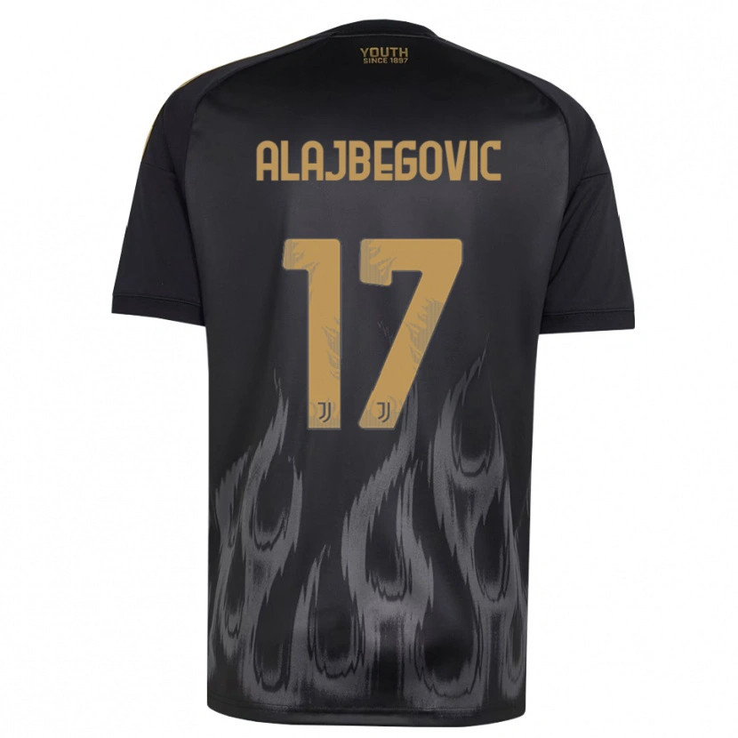 Danxen Barn Kerim Alajbegovic #17 Svart Brun Tredje Sett Drakt Trøye 2026/27 Skjorter T-Skjorte