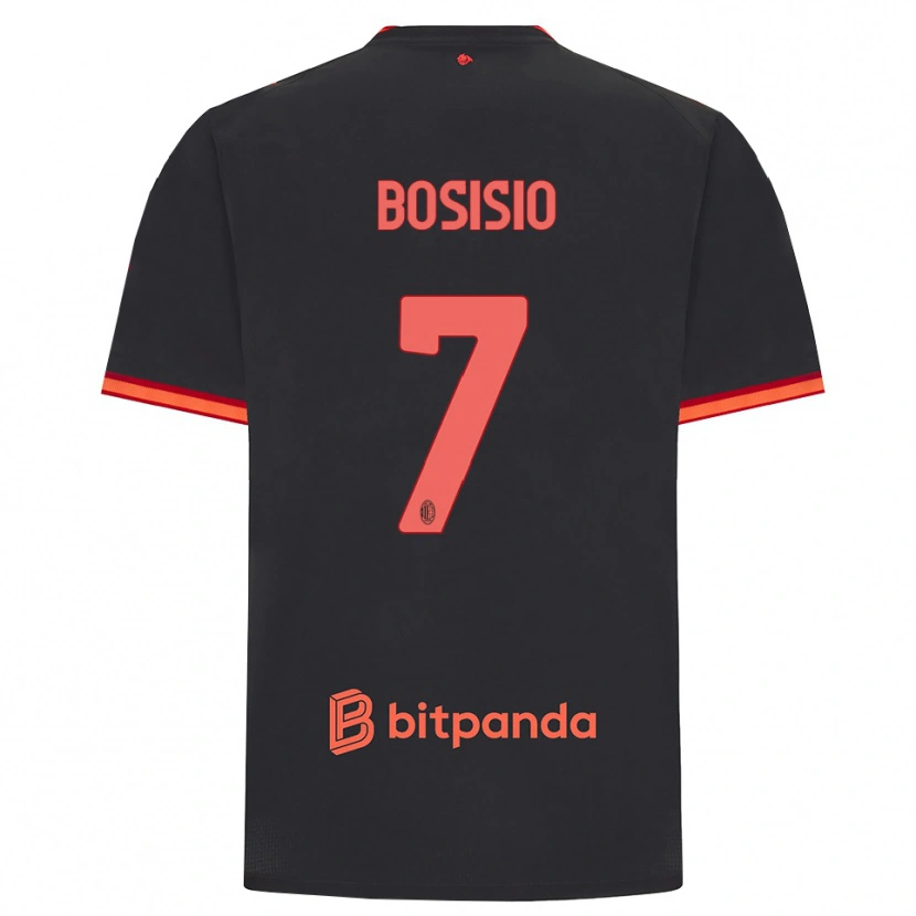Danxen Barn Josue Bosisio #7 Svart Rød Tredje Sett Drakt Trøye 2026/27 Skjorter T-Skjorte