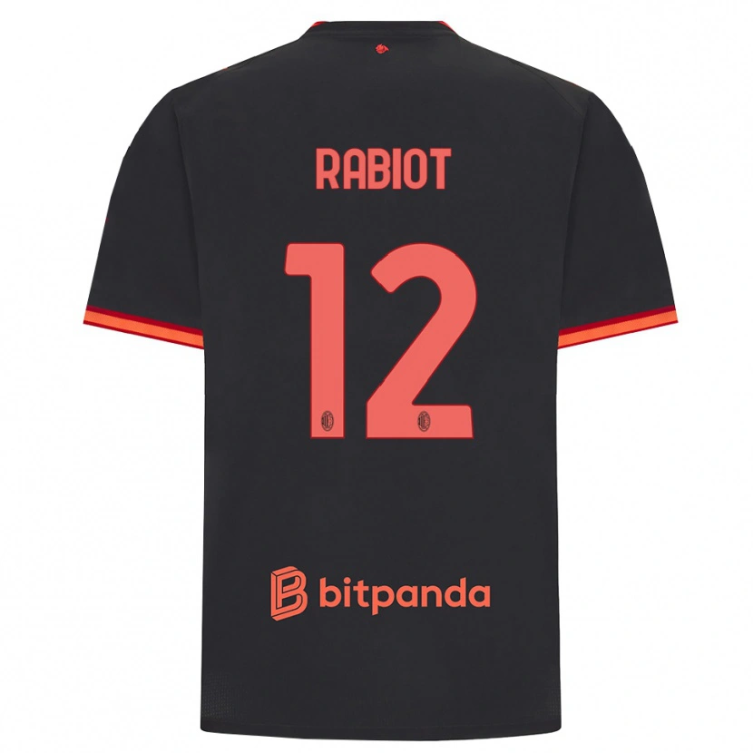 Danxen Barn Adrien Rabiot #12 Svart Rød Tredje Sett Drakt Trøye 2026/27 Skjorter T-Skjorte