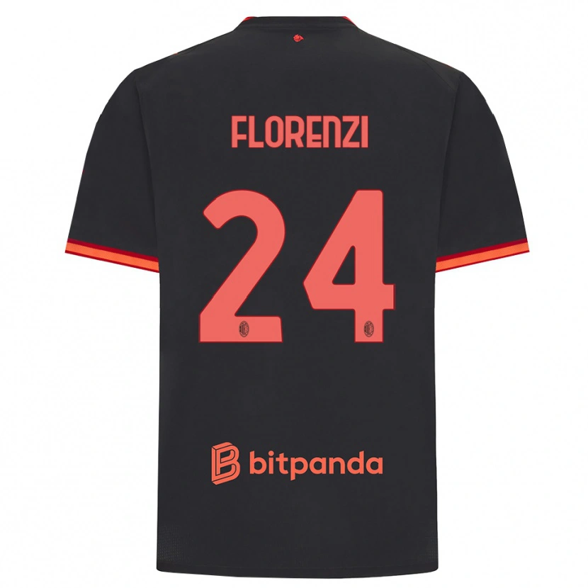 Danxen Barn Alessandro Florenzi #24 Svart Rød Tredje Sett Drakt Trøye 2026/27 Skjorter T-Skjorte