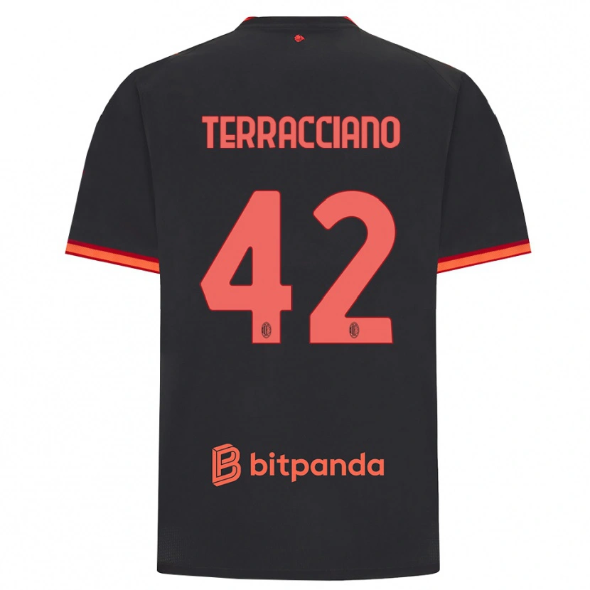 Danxen Barn Filippo Terracciano #42 Svart Rød Tredje Sett Drakt Trøye 2026/27 Skjorter T-Skjorte