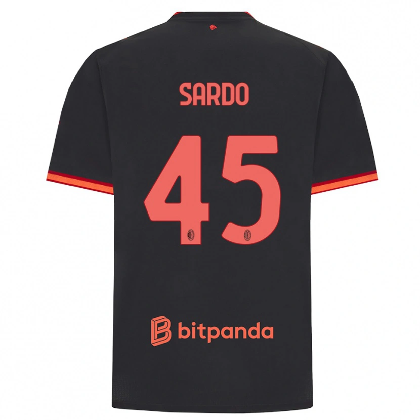 Danxen Barn Jacopo Sardo #45 Svart Rød Tredje Sett Drakt Trøye 2026/27 Skjorter T-Skjorte