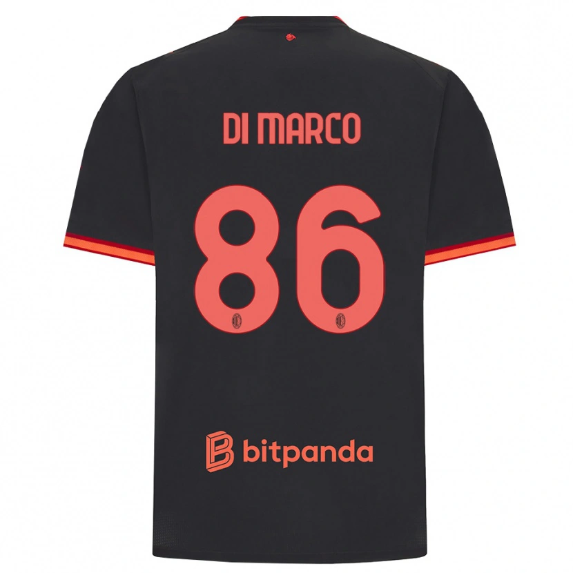 Danxen Barn Luca Di Marco #86 Svart Rød Tredje Sett Drakt Trøye 2026/27 Skjorter T-Skjorte