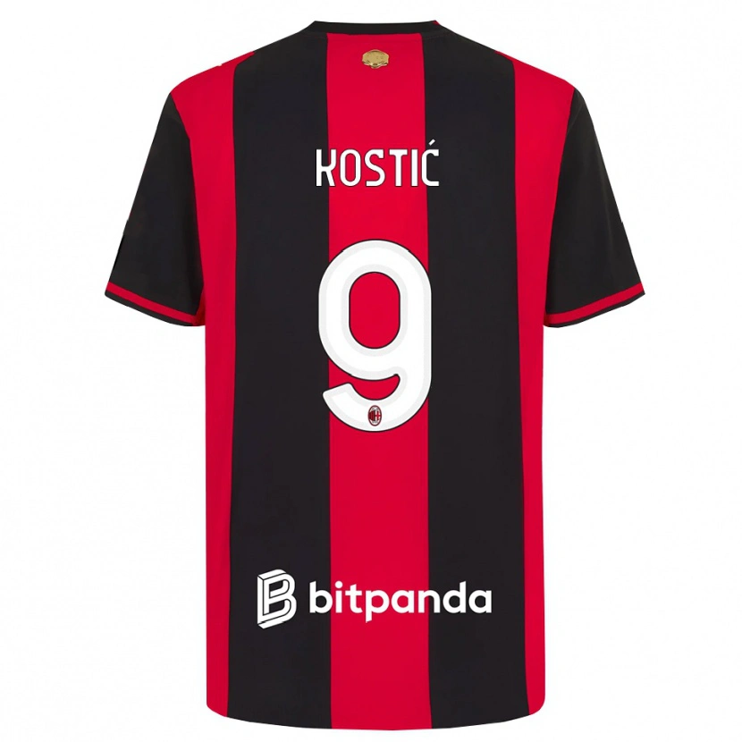 Danxen Mann Andrej Kostić #9 Rød Svart Hvit Hjemmetrøye Drakt Trøye 2026/27 Skjorter T-Skjorte