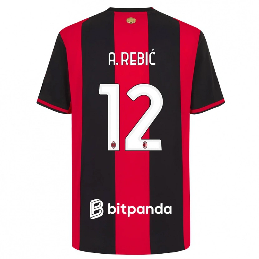 Danxen Mann Ante Rebic #12 Rød Svart Hvit Hjemmetrøye Drakt Trøye 2026/27 Skjorter T-Skjorte