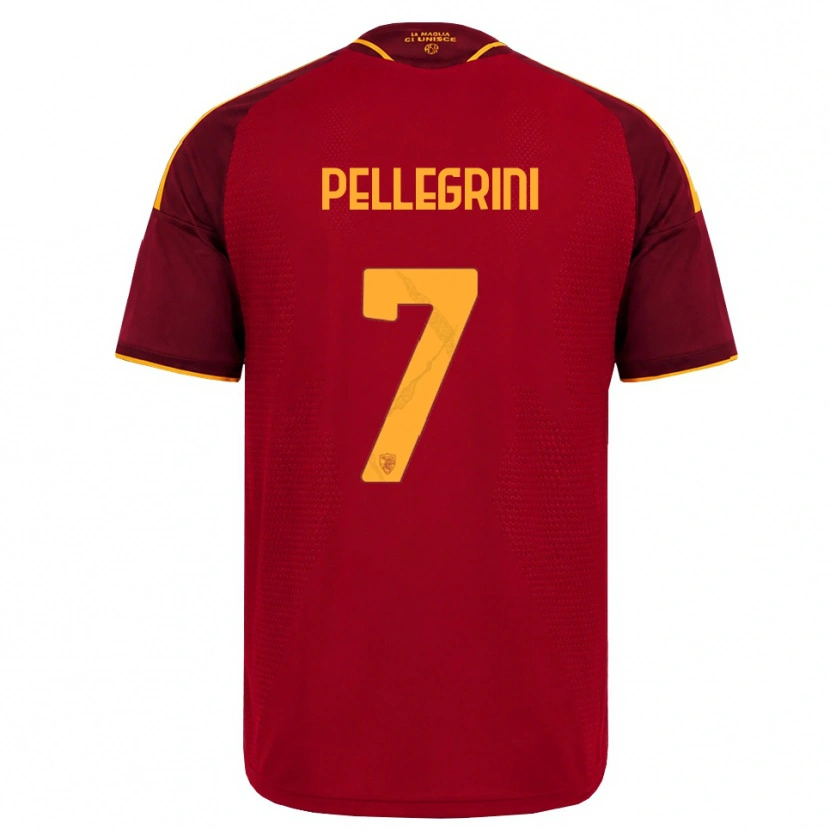 Danxen Mann Lorenzo Pellegrini #7 Rød Gyllen Gul Hjemmetrøye Drakt Trøye 2026/27 Skjorter T-Skjorte
