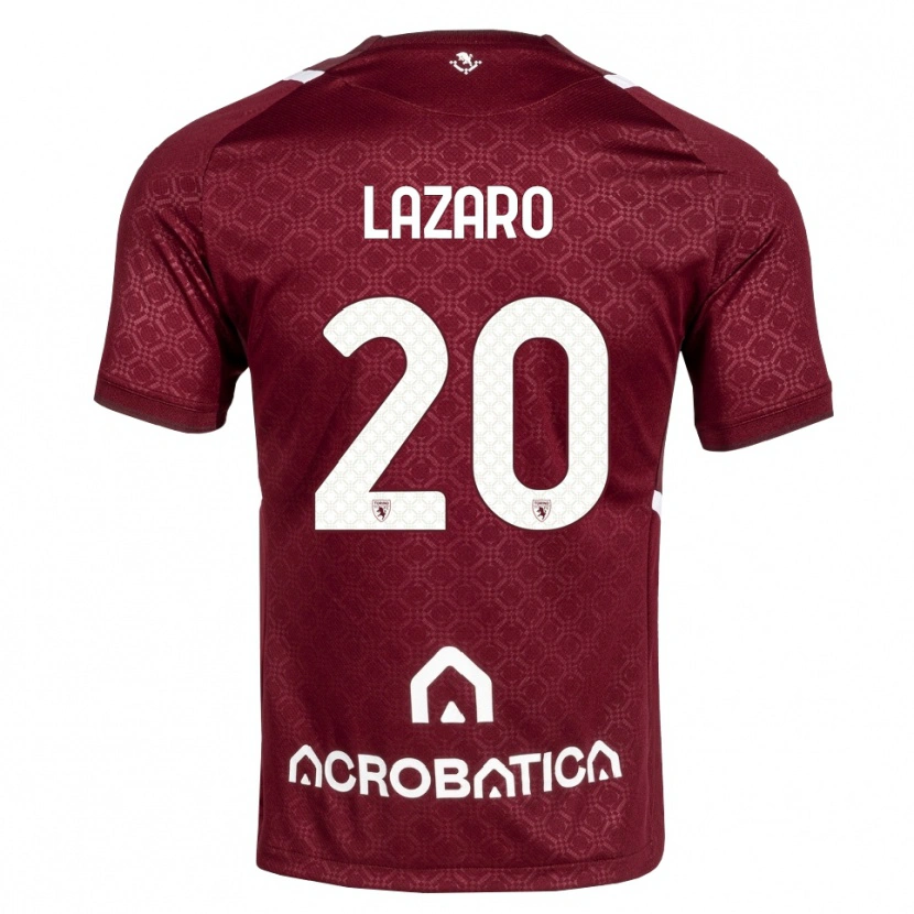 Danxen Mann Valentino Lazaro #20 Burgunder Hvit Hjemmetrøye Drakt Trøye 2026/27 Skjorter T-Skjorte