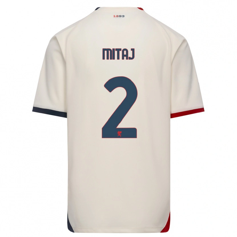 Danxen Mann Mario Mitaj #2 Off-White Rød Bortetrøye Drakt Trøye 2026/27 Skjorter T-Skjorte