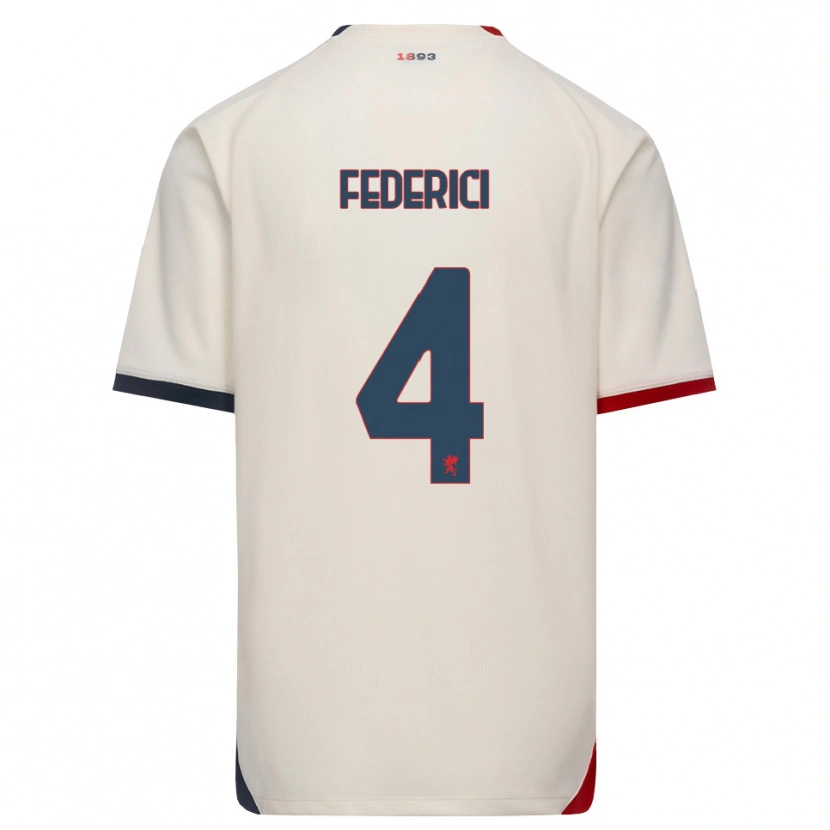 Danxen Mann Matteo Federici #4 Off-White Rød Bortetrøye Drakt Trøye 2026/27 Skjorter T-Skjorte