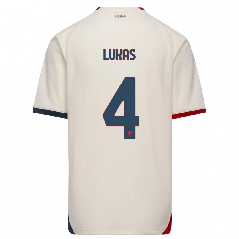Danxen Mann Deividas Lukas #4 Off-White Rød Bortetrøye Drakt Trøye 2026/27 Skjorter T-Skjorte