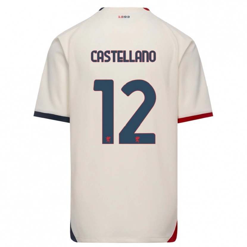 Danxen Mann Cristiano Castellano #12 Off-White Rød Bortetrøye Drakt Trøye 2026/27 Skjorter T-Skjorte