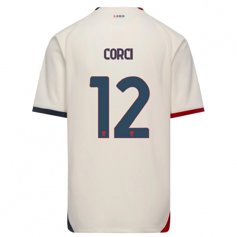 Danxen Mann Tommaso Corci #12 Off-White Rød Bortetrøye Drakt Trøye 2026/27 Skjorter T-Skjorte