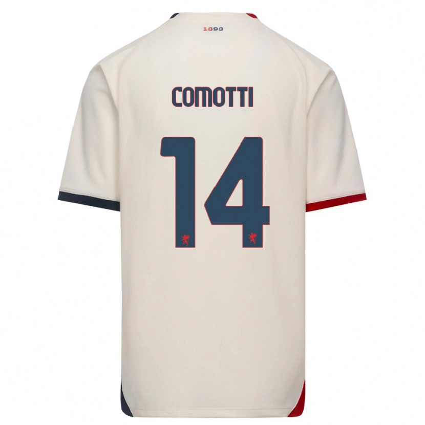 Danxen Mann Manuel Comotti #14 Off-White Rød Bortetrøye Drakt Trøye 2026/27 Skjorter T-Skjorte
