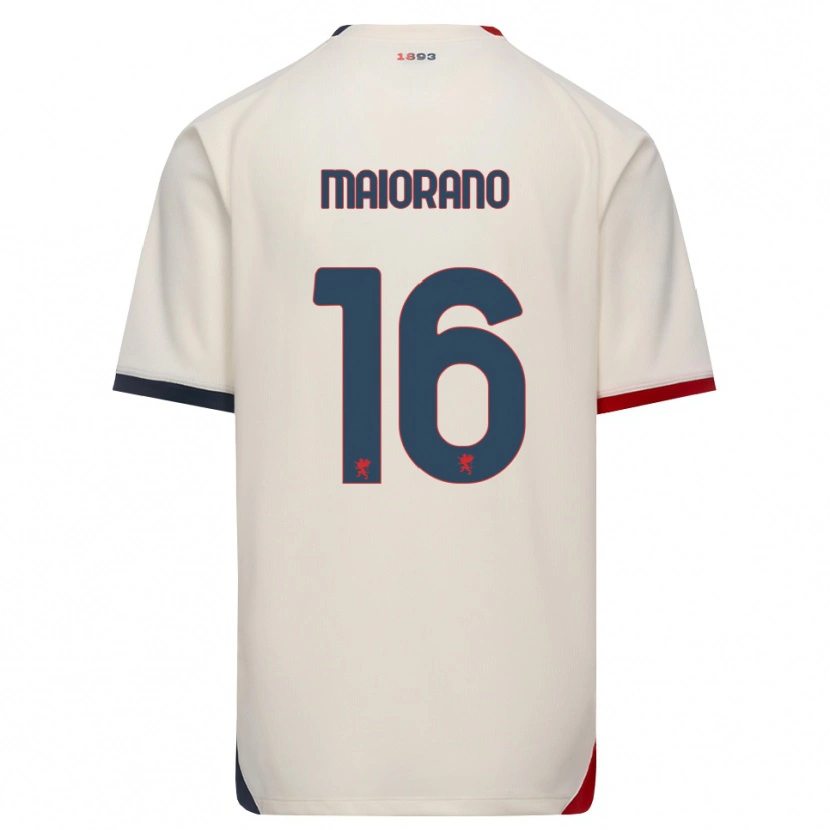 Danxen Mann Francesco Maiorano #16 Off-White Rød Bortetrøye Drakt Trøye 2026/27 Skjorter T-Skjorte