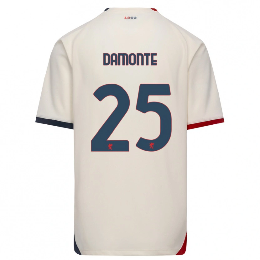 Danxen Mann Lorenzo Damonte #25 Off-White Rød Bortetrøye Drakt Trøye 2026/27 Skjorter T-Skjorte