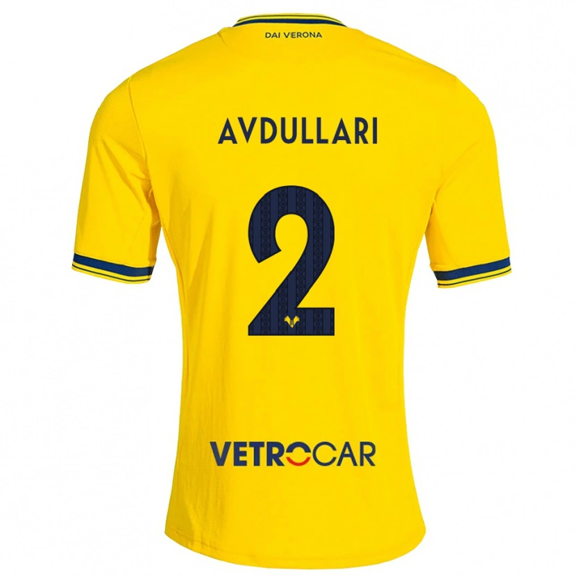 Danxen Mann Davide Avdullari #2 Gul Rød Bortetrøye Drakt Trøye 2026/27 Skjorter T-Skjorte