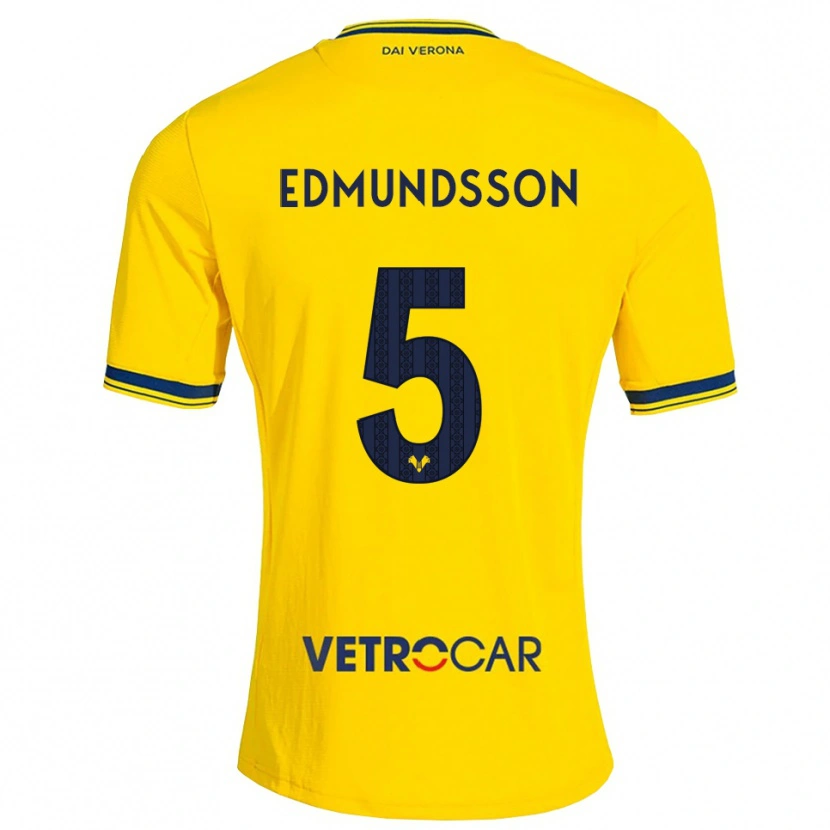 Danxen Mann Andrias Edmundsson #5 Gul Rød Bortetrøye Drakt Trøye 2026/27 Skjorter T-Skjorte