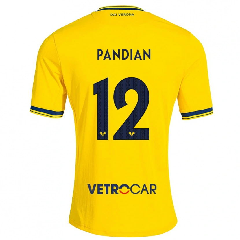 Danxen Mann Alessandro Pandian #12 Gul Rød Bortetrøye Drakt Trøye 2026/27 Skjorter T-Skjorte