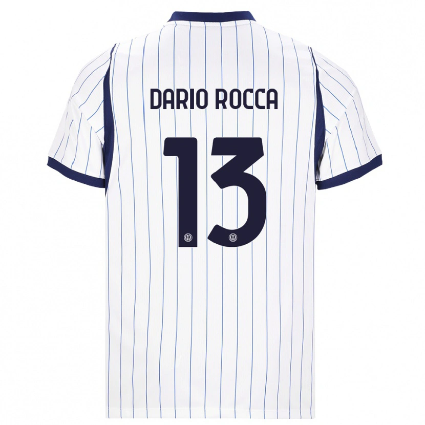 Danxen Mann Edoardo Dario Rocca #13 Hvit Marineblå Bortetrøye Drakt Trøye 2026/27 Skjorter T-Skjorte