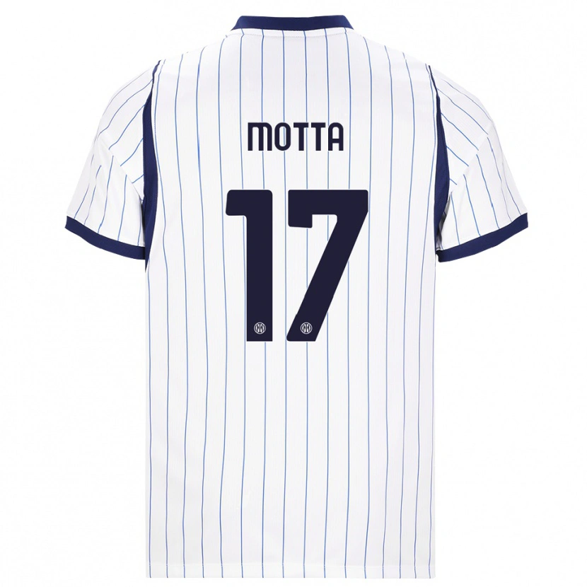Danxen Mann Matteo Motta #17 Hvit Marineblå Bortetrøye Drakt Trøye 2026/27 Skjorter T-Skjorte