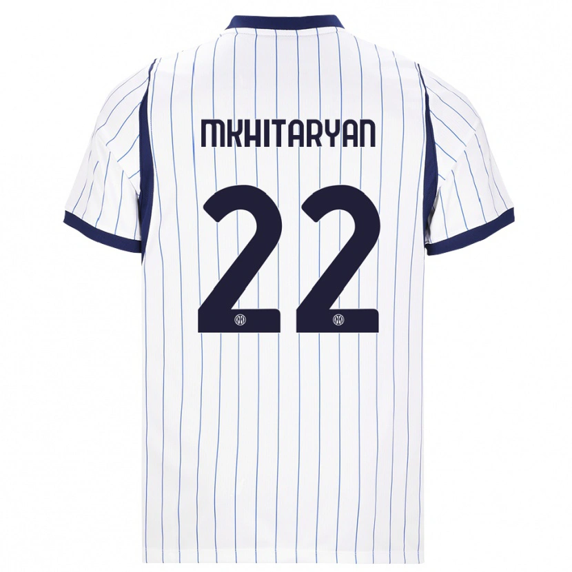Danxen Mann Henrikh Mkhitaryan #22 Hvit Marineblå Bortetrøye Drakt Trøye 2026/27 Skjorter T-Skjorte