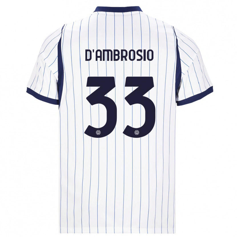 Danxen Mann Danilo D'ambrosio #33 Hvit Marineblå Bortetrøye Drakt Trøye 2026/27 Skjorter T-Skjorte