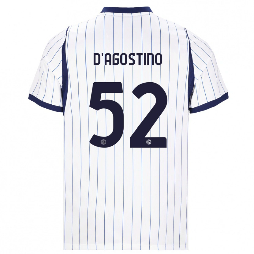 Danxen Mann Giovanni D'agostino #52 Hvit Marineblå Bortetrøye Drakt Trøye 2026/27 Skjorter T-Skjorte