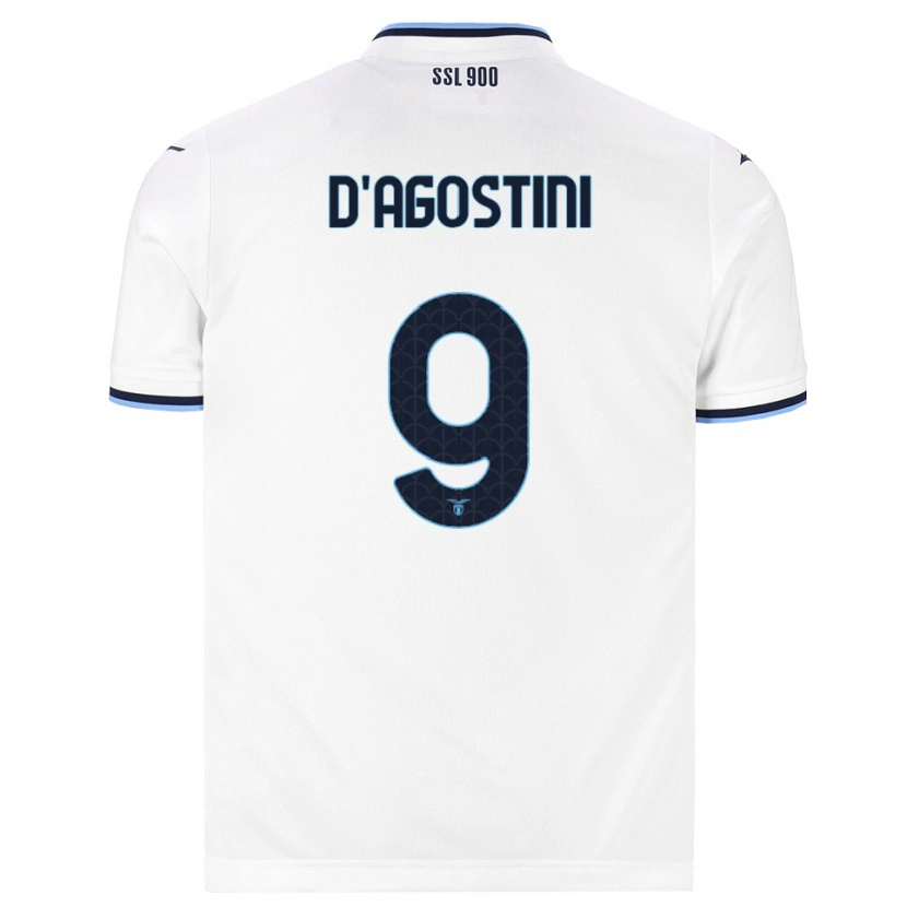 Danxen Mann Lorenzo D'agostini #9 Hvit Marineblå Bortetrøye Drakt Trøye 2026/27 Skjorter T-Skjorte