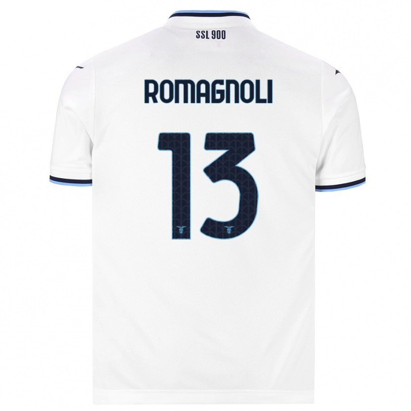 Danxen Mann Alessio Romagnoli #13 Hvit Marineblå Bortetrøye Drakt Trøye 2026/27 Skjorter T-Skjorte