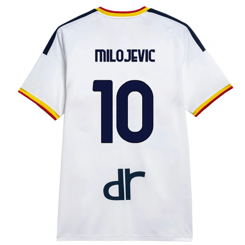 Danxen Mann Nemanja Milojevic #10 Hvit Gul Rød Bortetrøye Drakt Trøye 2026/27 Skjorter T-Skjorte