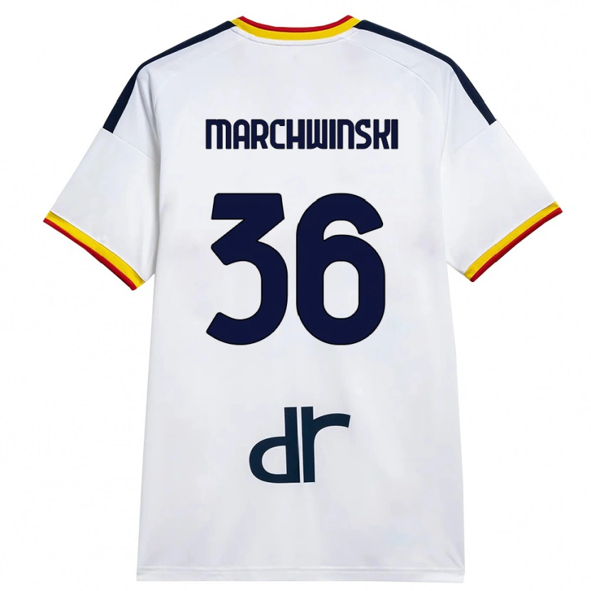 Danxen Mann Filip Marchwinski #36 Hvit Gul Rød Bortetrøye Drakt Trøye 2026/27 Skjorter T-Skjorte