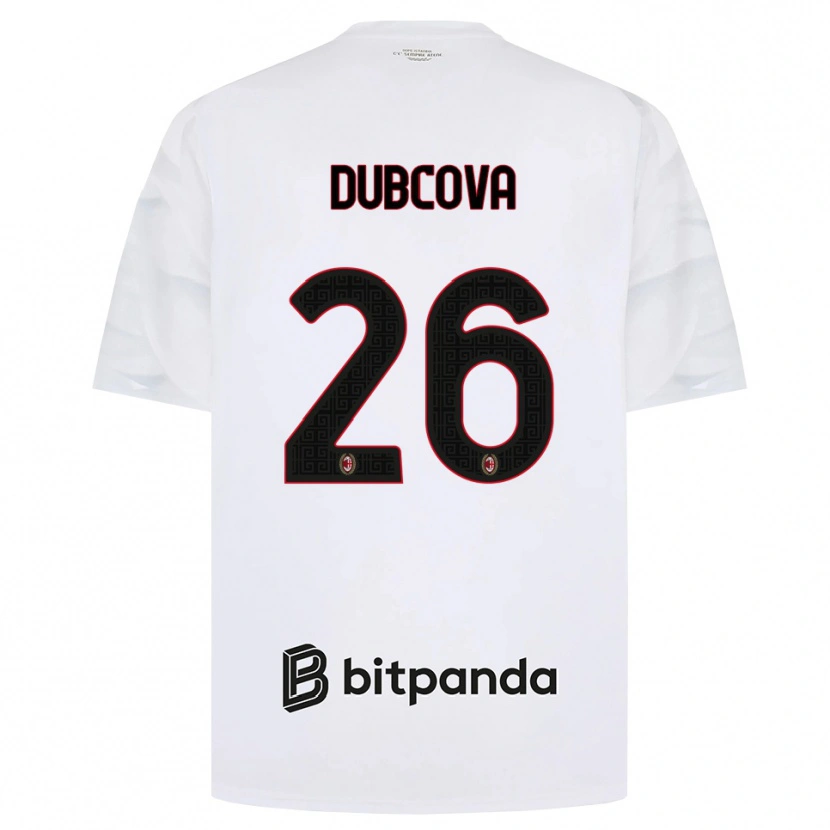 Danxen Mann Michaela Dubcova #26 Hvit Rød Svart Bortetrøye Drakt Trøye 2026/27 Skjorter T-Skjorte