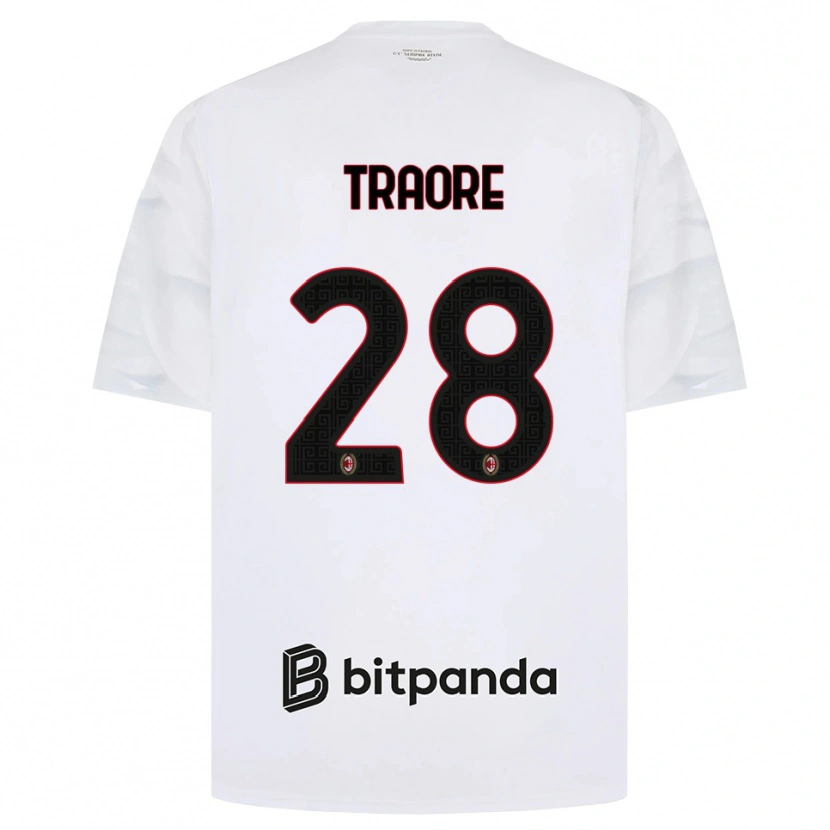 Danxen Mann Chaka Traore #28 Hvit Rød Svart Bortetrøye Drakt Trøye 2026/27 Skjorter T-Skjorte