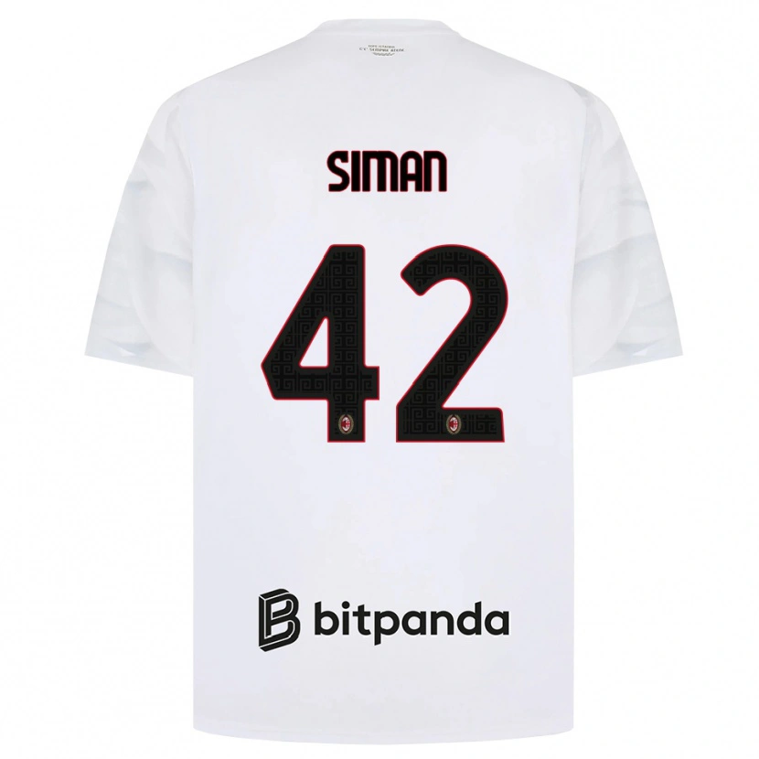 Danxen Mann Alexandru Șiman #42 Hvit Rød Svart Bortetrøye Drakt Trøye 2026/27 Skjorter T-Skjorte
