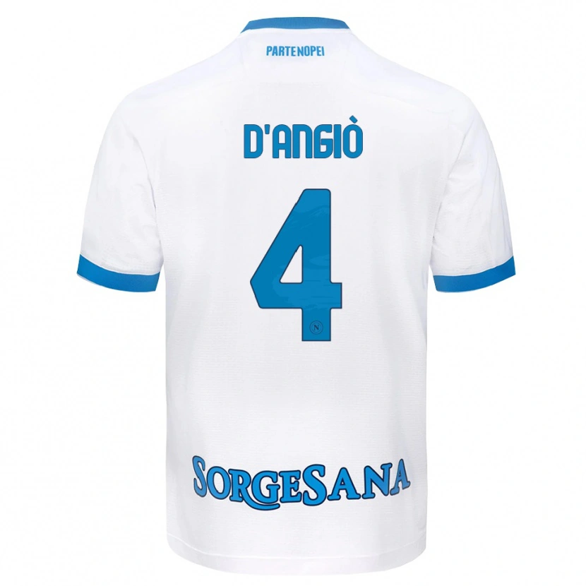 Danxen Mann Christian D'angiò #4 Hvit Himmelblå Bortetrøye Drakt Trøye 2026/27 Skjorter T-Skjorte