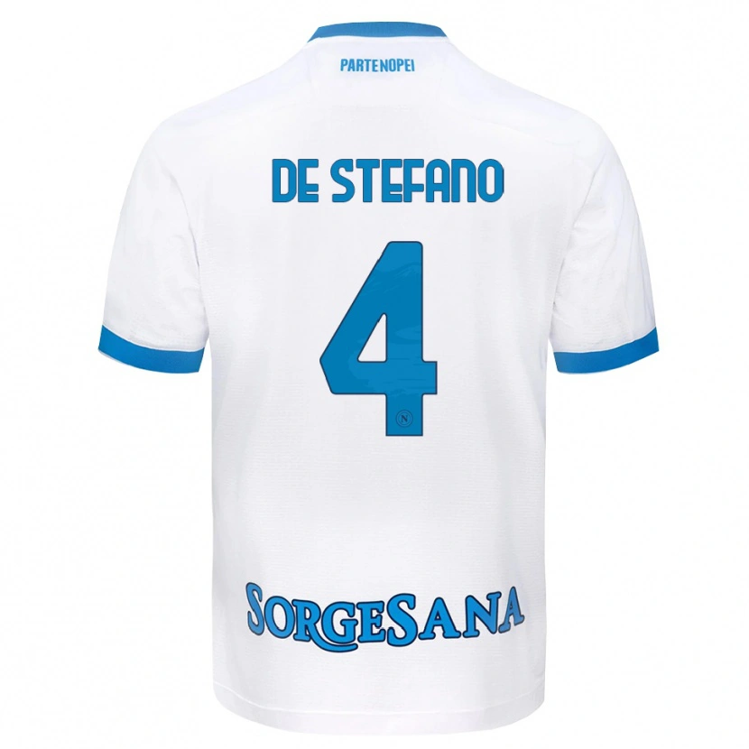 Danxen Mann Francesco De Stefano #4 Hvit Himmelblå Bortetrøye Drakt Trøye 2026/27 Skjorter T-Skjorte